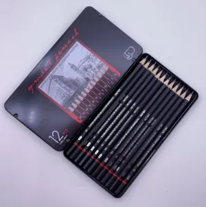 12 Pcs Drawing Pencils Set - Drawing Supplies - Sketch Sketching Kit - Professional Art Supplies Tools - Gift Set for Artist Pastel