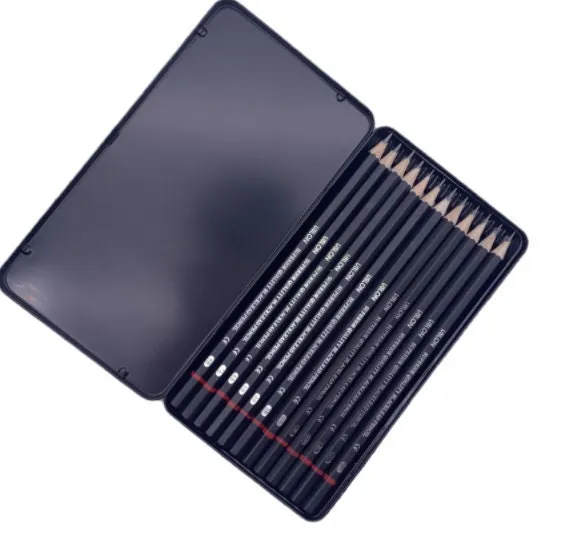 12 Pcs Drawing Pencils Set - Drawing Supplies - Sketch Sketching Kit - Professional Art Supplies Tools - Gift Set for Artist Pastel