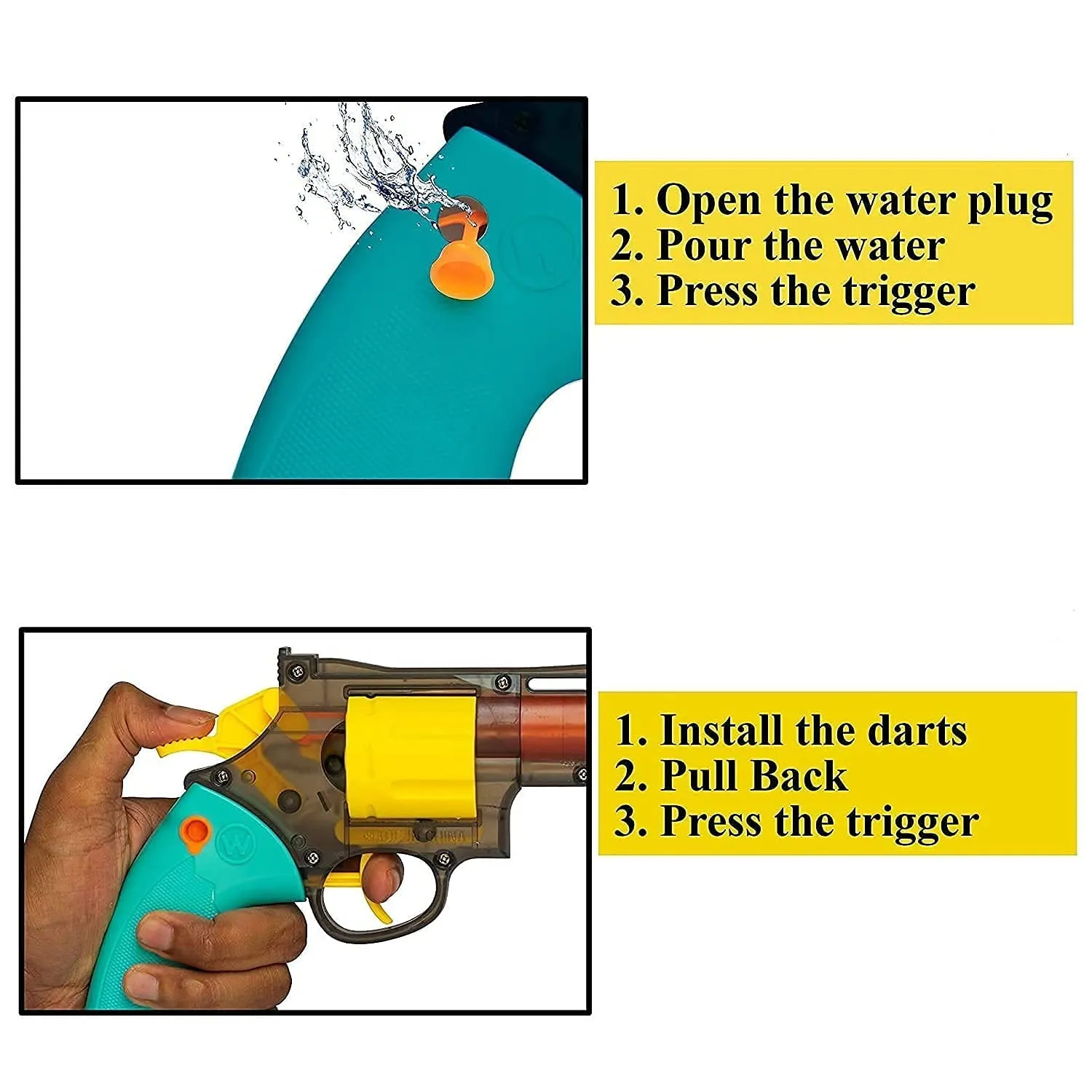 2in1 Manual Water & Soft Bullets Police Revolver Toy