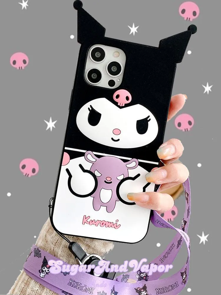 3D Sweet Devil Silicone iPhone Case with lanyard
