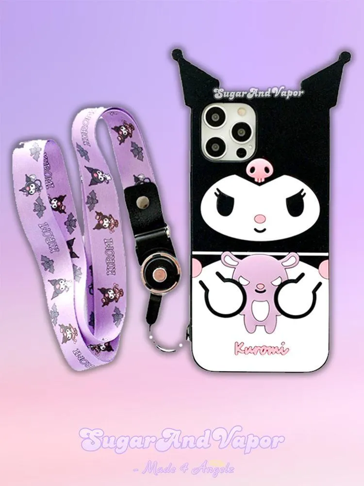 3D Sweet Devil Silicone iPhone Case with lanyard