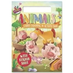 A4 Colouring Activity Set - Animals Fun Kids Cute Pictures Stickers