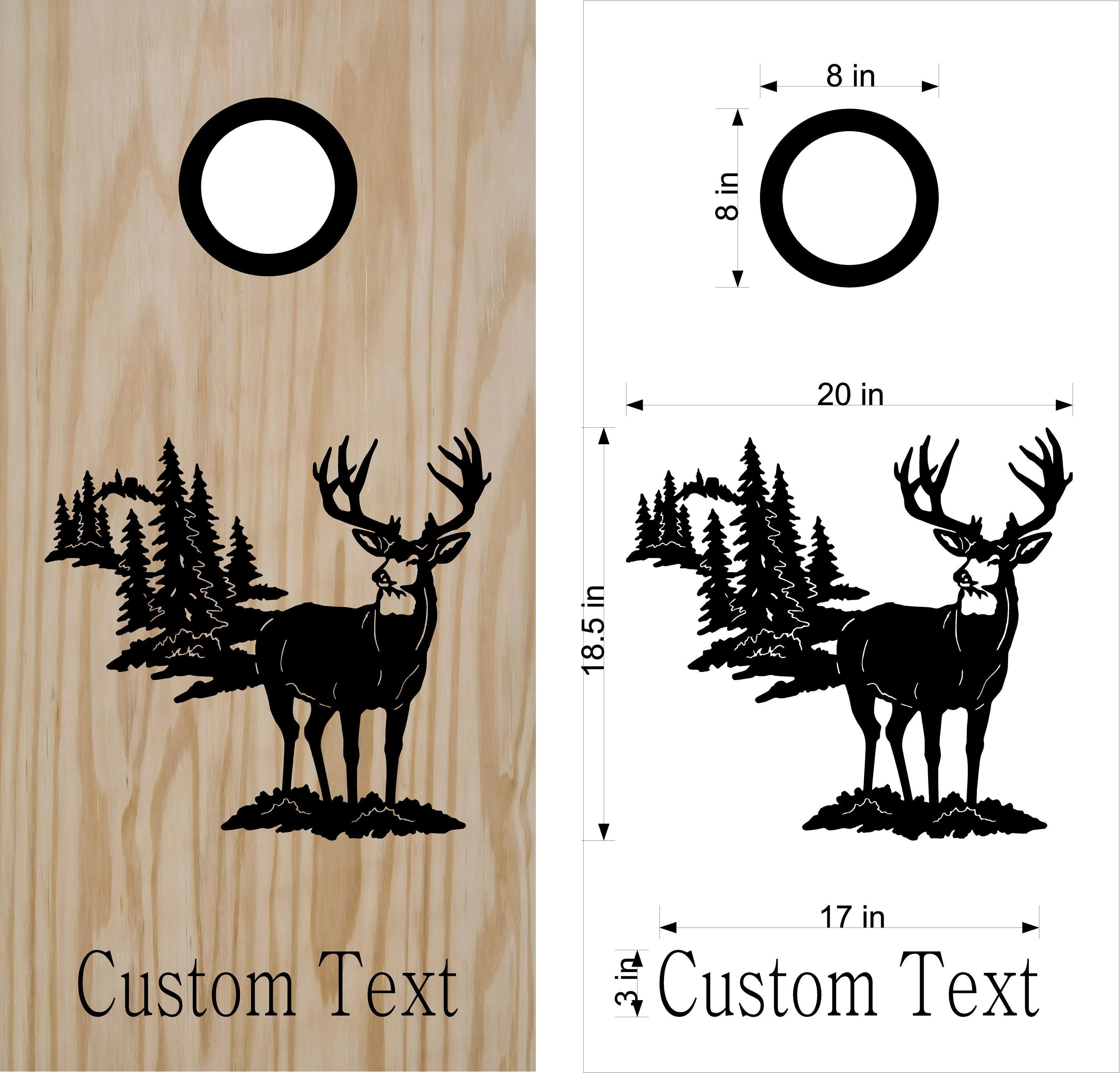 Cornhole Boards Decals Trees Buck Deer Set Boards Bean Bag Toss Sticker