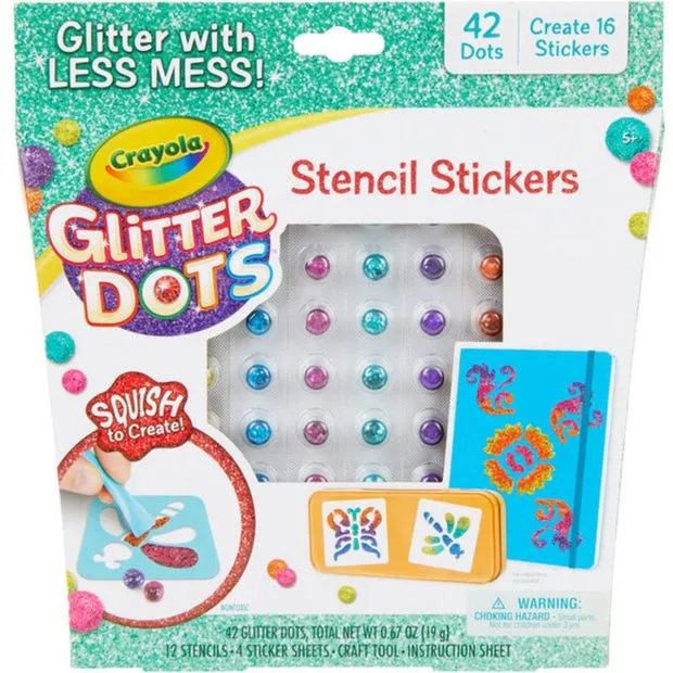 CRAYOLA GLITTER DOTS STENCIL STICKERS