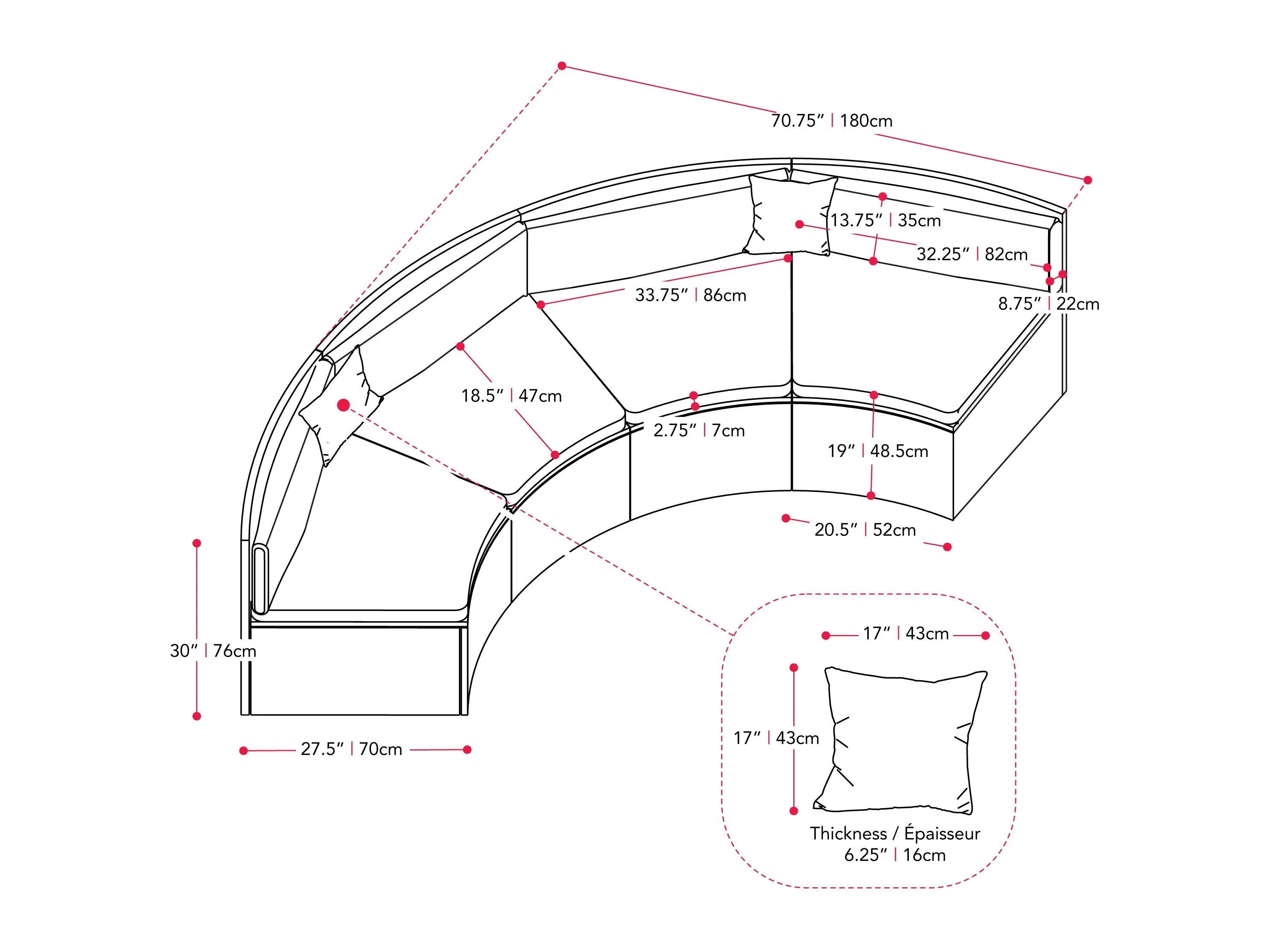 Curved Outdoor Sofa, 2pc
