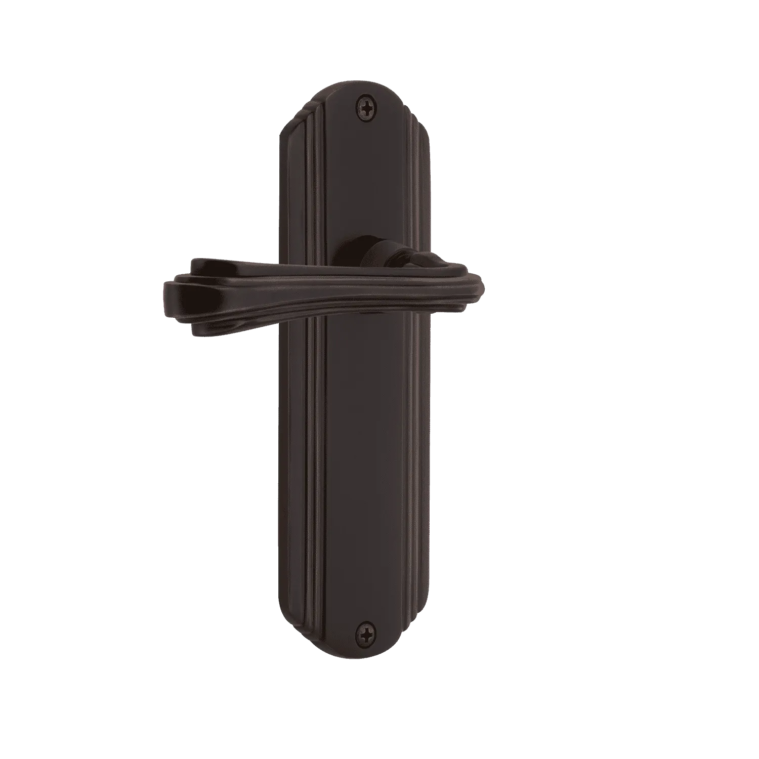 Deco Long Plate with Fleur Lever in Timeless Bronze