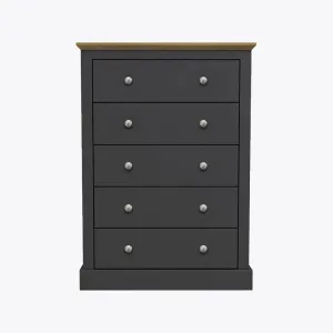 Devon 5 Drawer Chest Charcoal