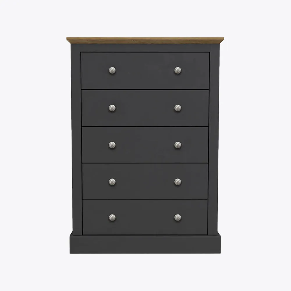 Devon 5 Drawer Chest Charcoal