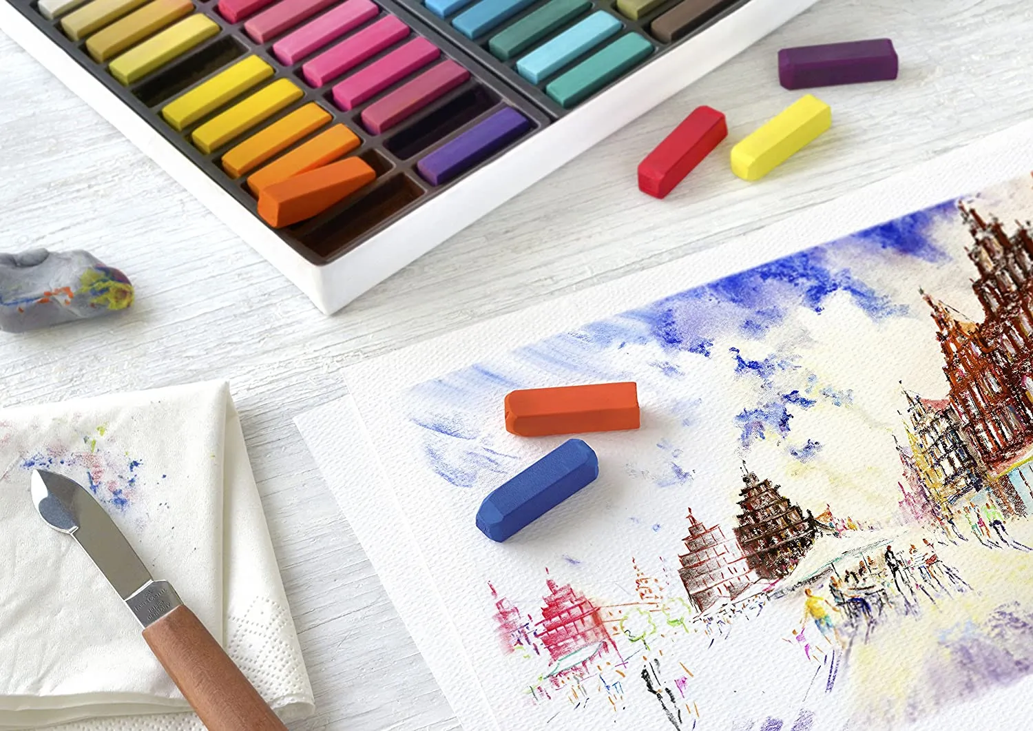 FABER-CASTELL Creative Studio Soft Pastels Full Length Box of 12