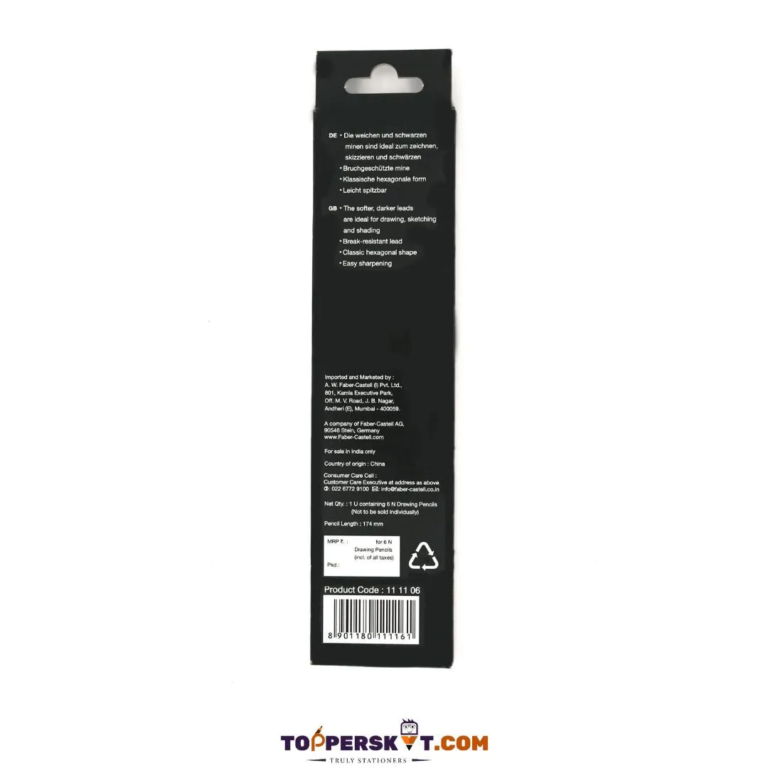 Faber Castell Drawing Pencil with Lead Grades HB to 10B ( Pack Of 6 )