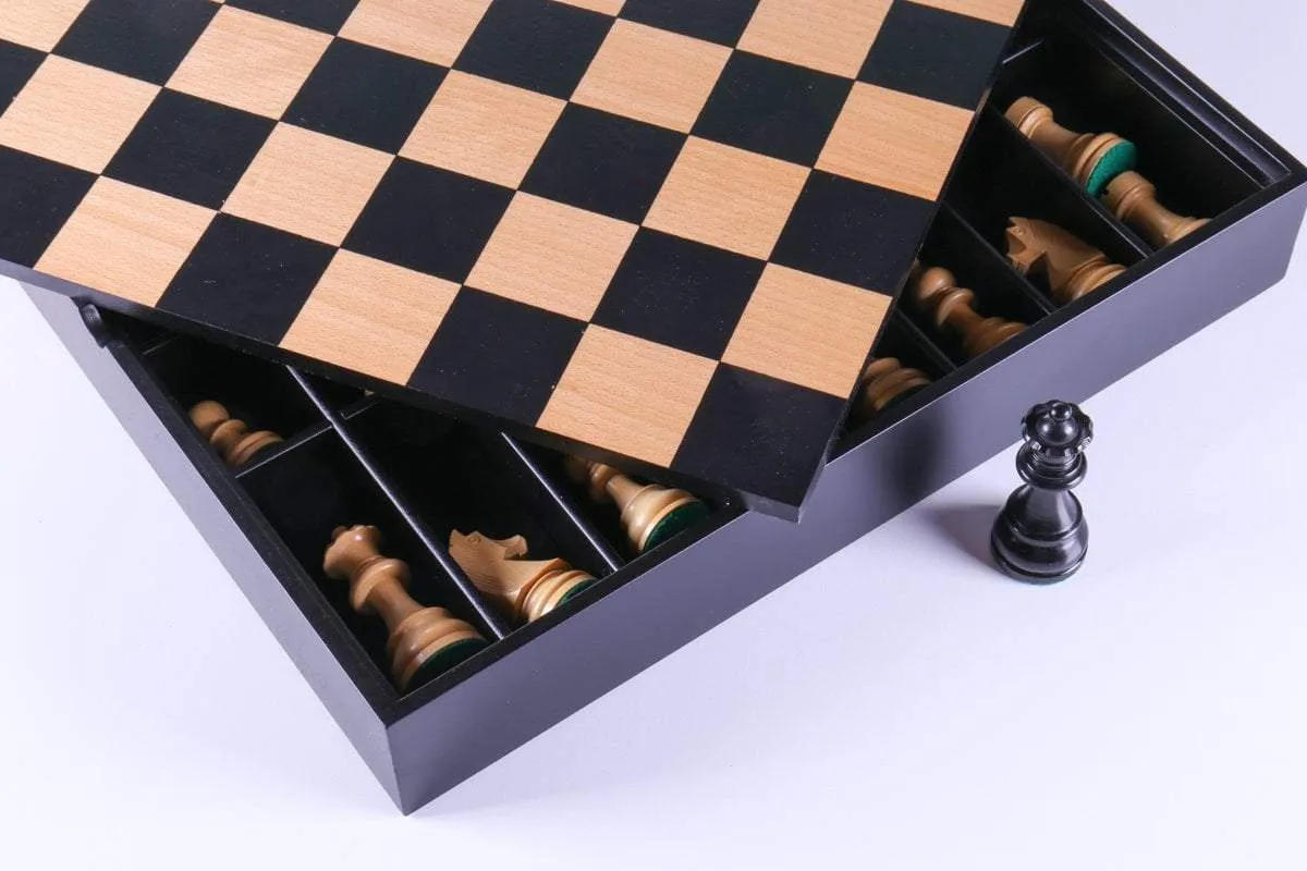 German Staunton Chessmen with Maple Storage Board