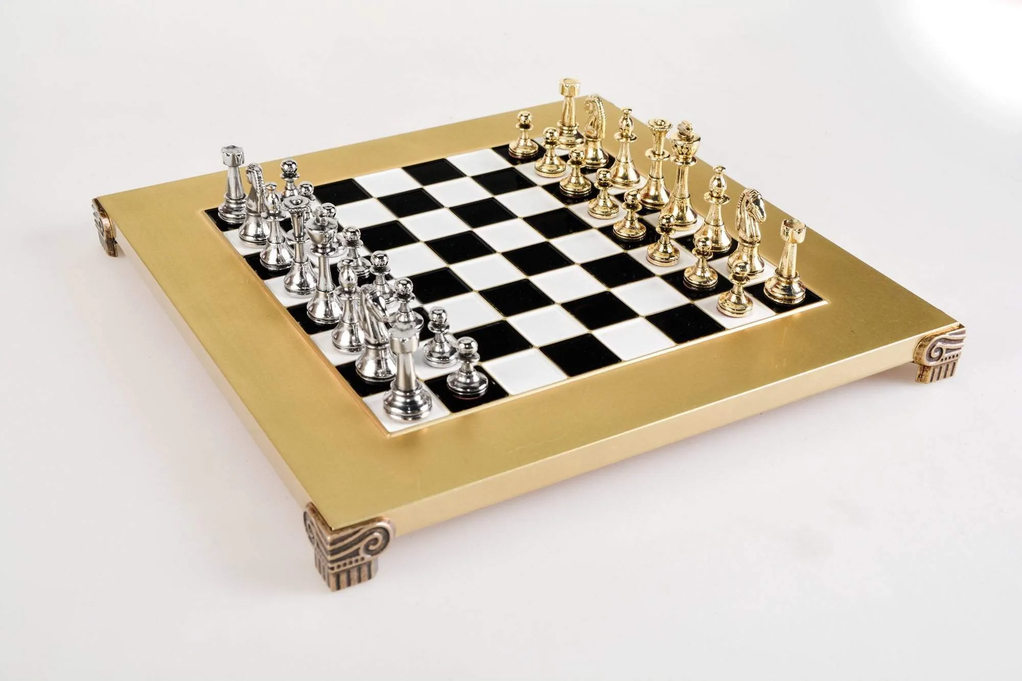 Gold and Silver Staunton Chess Set - 17"