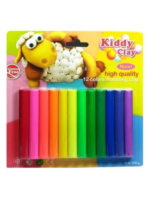 Kiddy Clay Modeling Clay set of 12 Neon Color