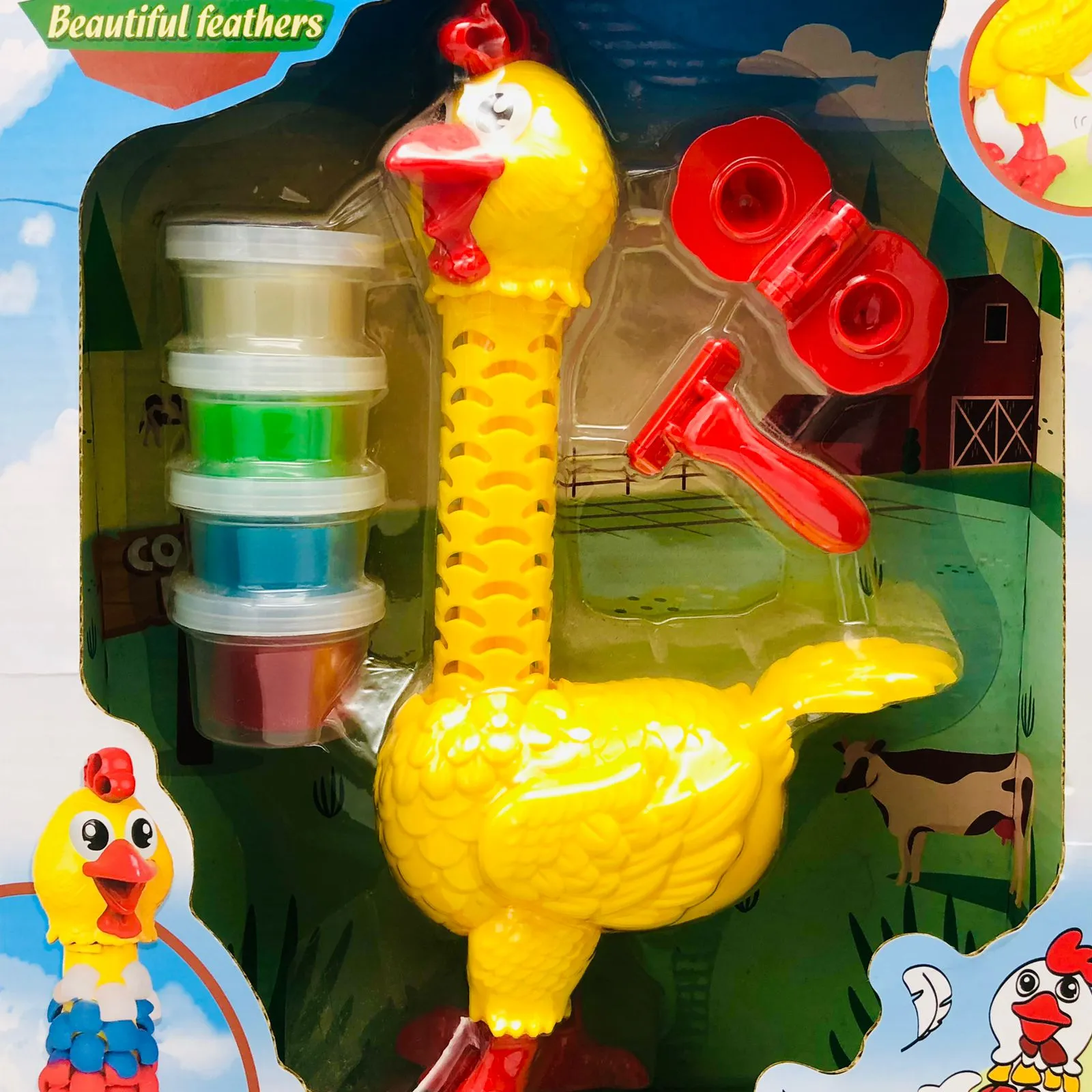Kids Fun Feather Chicken Play Dough Set
