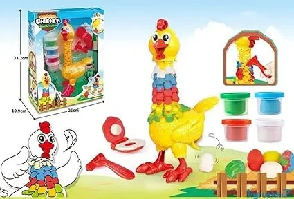 Kids Fun Feather Chicken Play Dough Set
