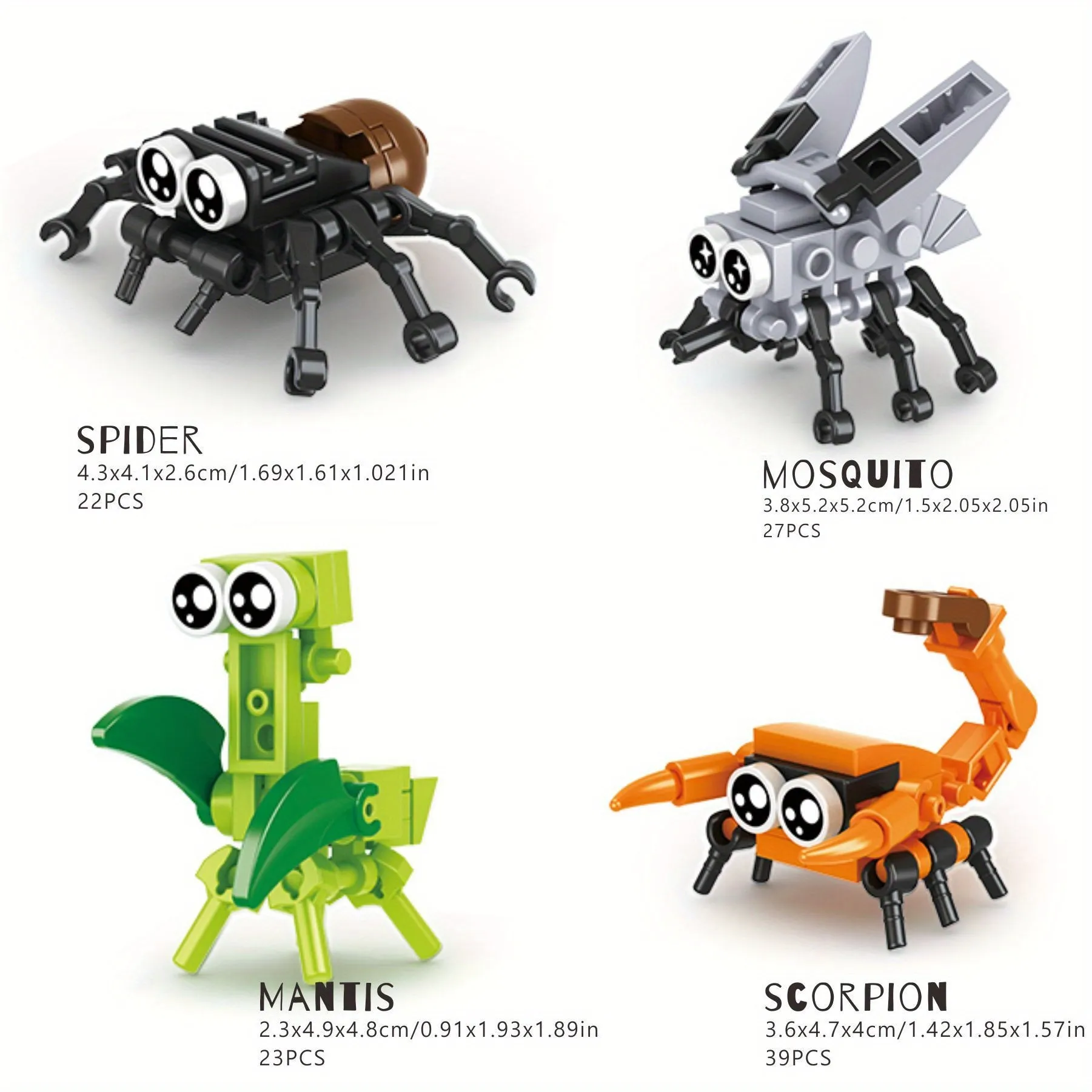 Kids Insect Building Blocks Set  Bee Ladybug Spider Toy