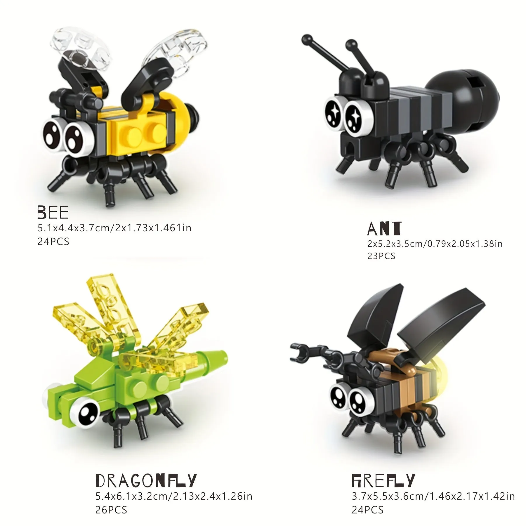 Kids Insect Building Blocks Set  Bee Ladybug Spider Toy