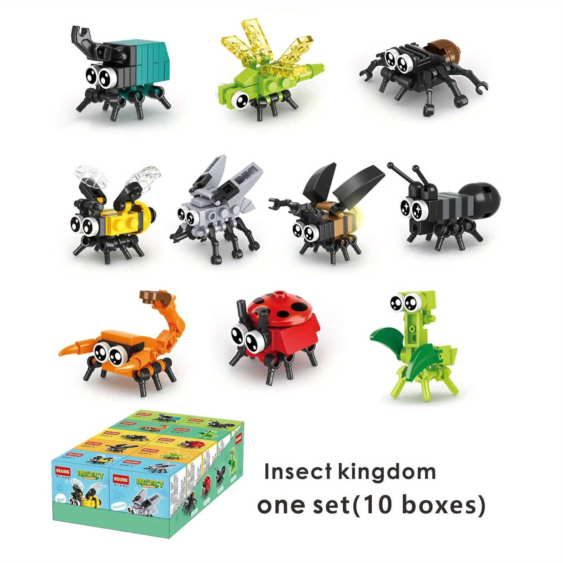 Kids Insect Building Blocks Set  Bee Ladybug Spider Toy