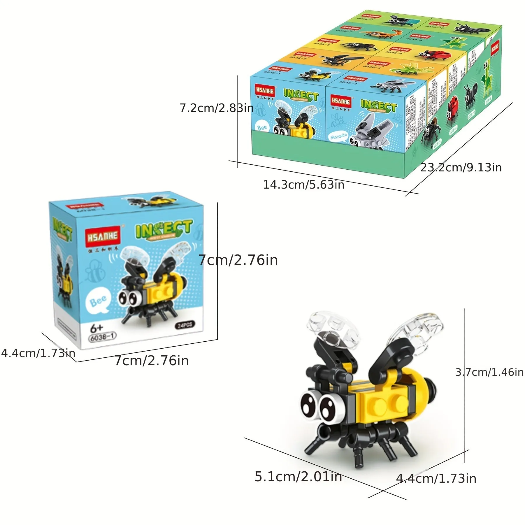 Kids Insect Building Blocks Set  Bee Ladybug Spider Toy