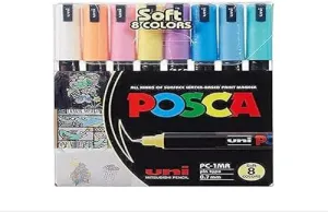 Mitsubishi 1M Uni Posca Bullet Tip Extra Fine Soft Color Marker 8 Pcs Pack