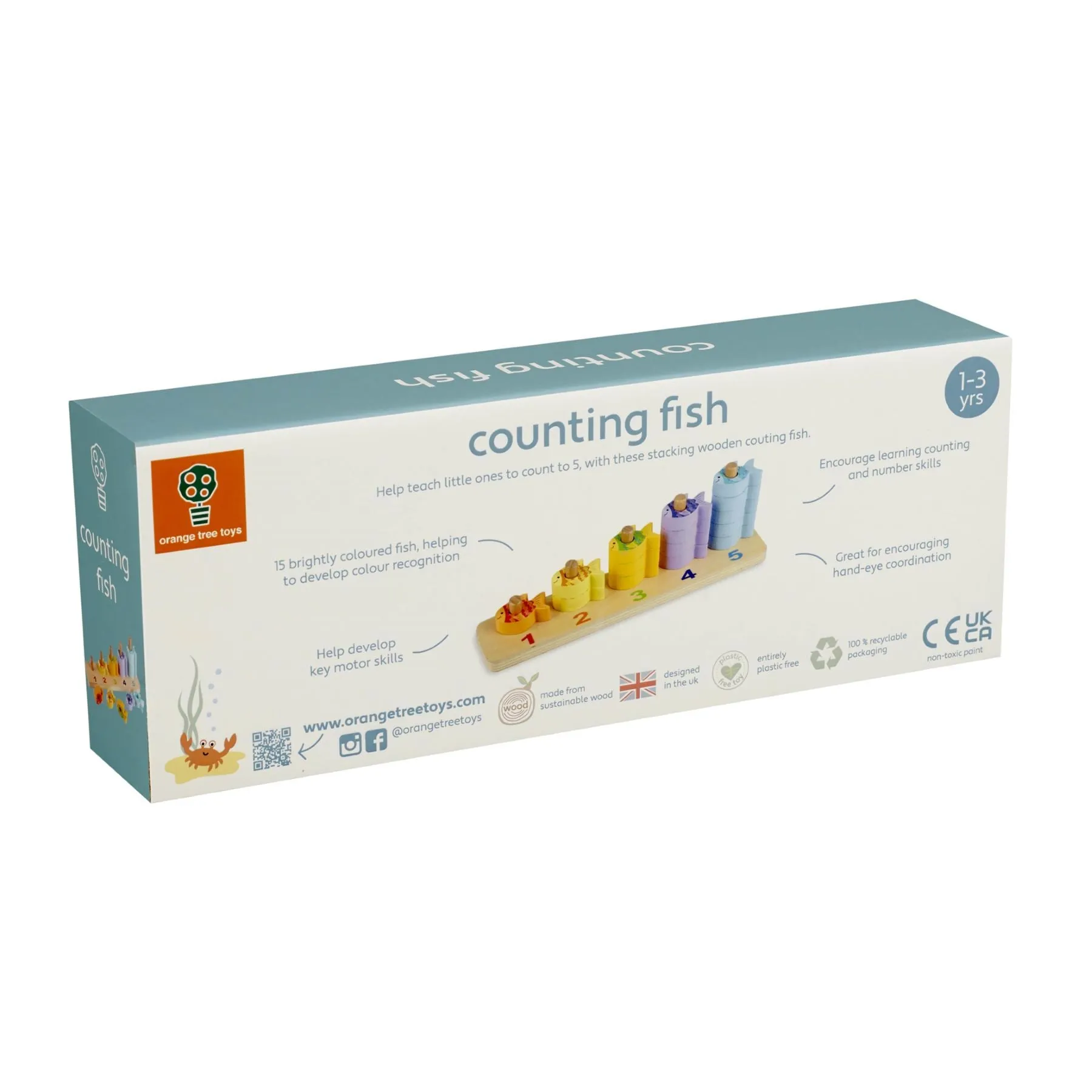 Orange Tree Toys Wooden Sea Life Counting Fish Game