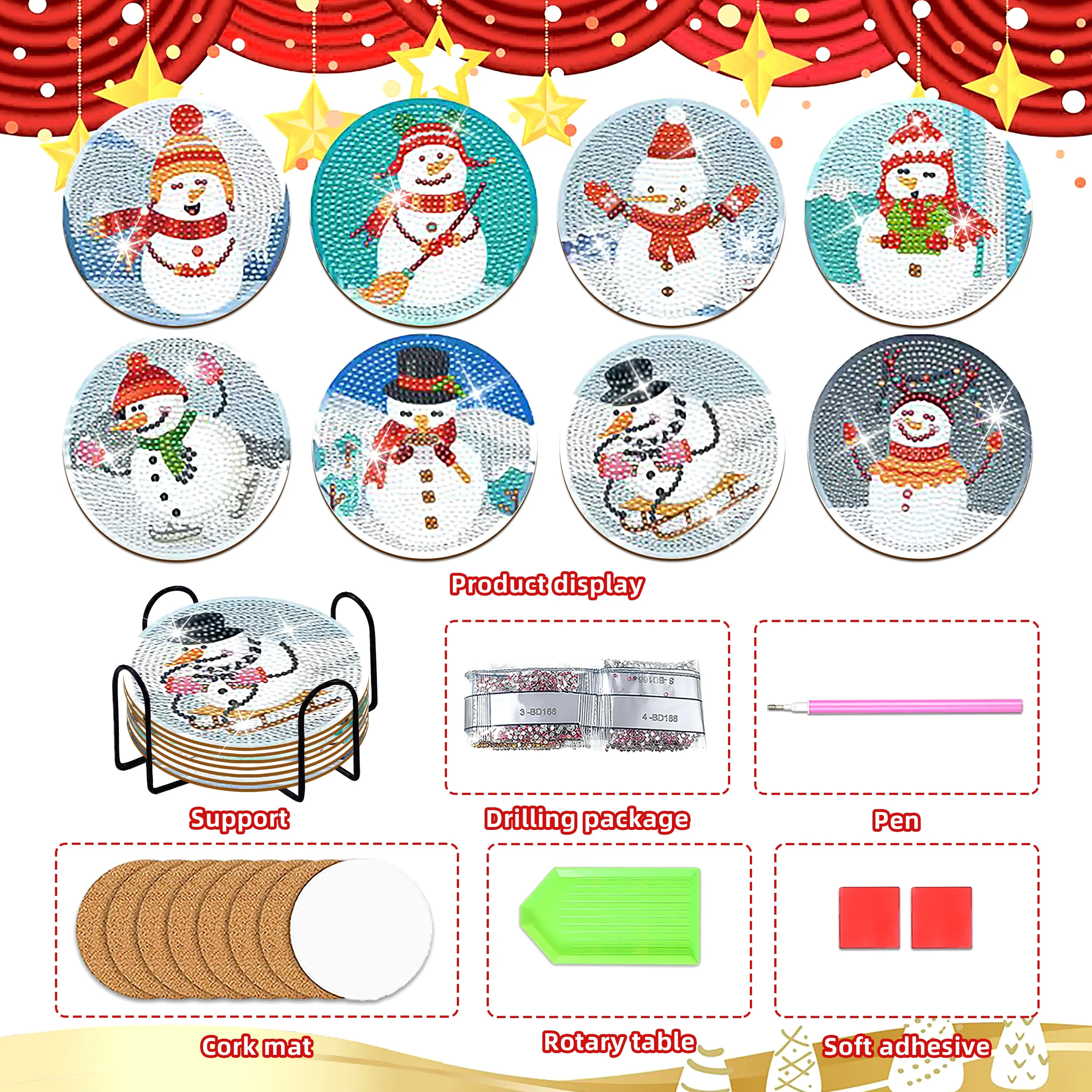 Poppy Crafts Diamond Coaster Kit #27 - Snowman*