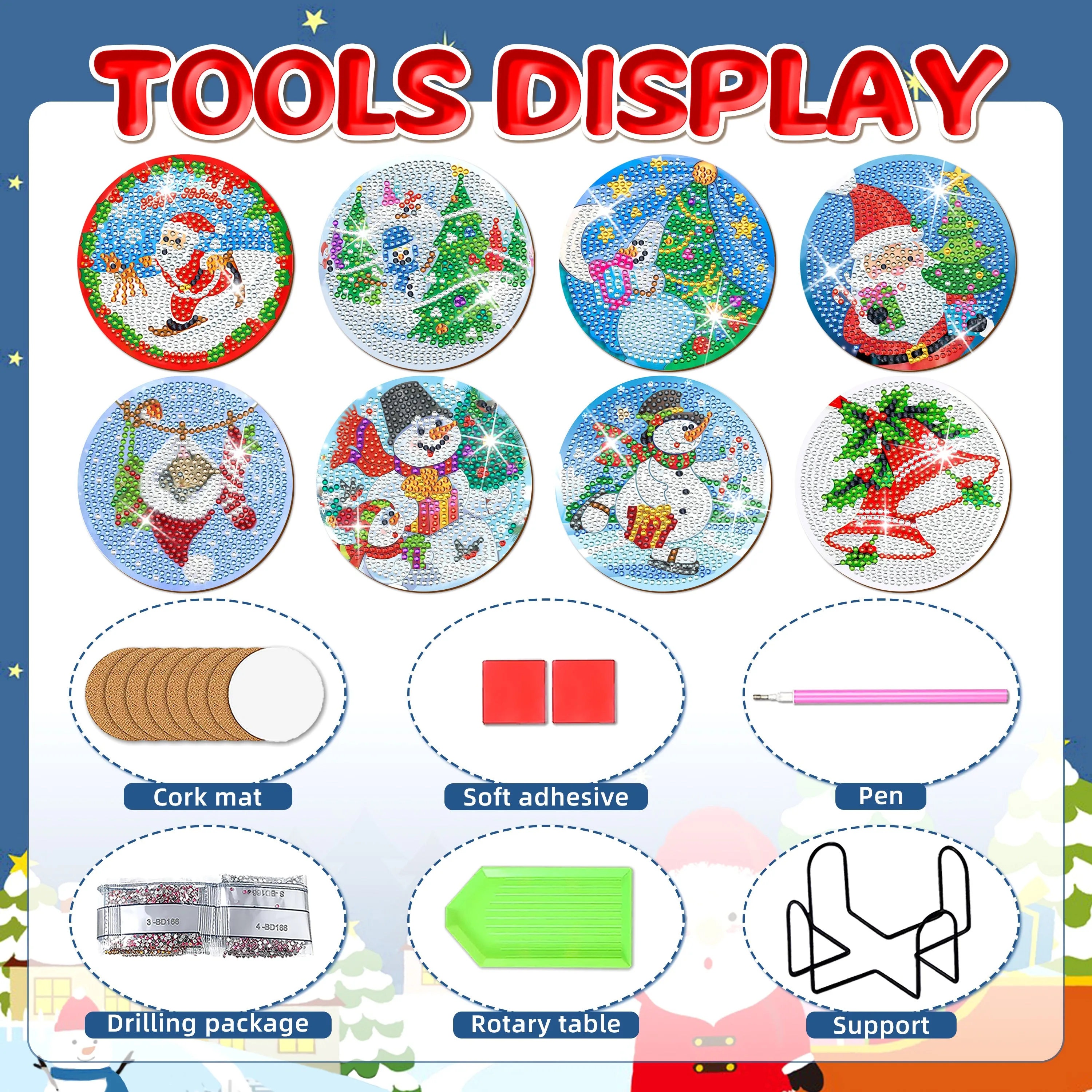 Poppy Crafts Diamond Coaster Kit #28 - Christmas Snow*