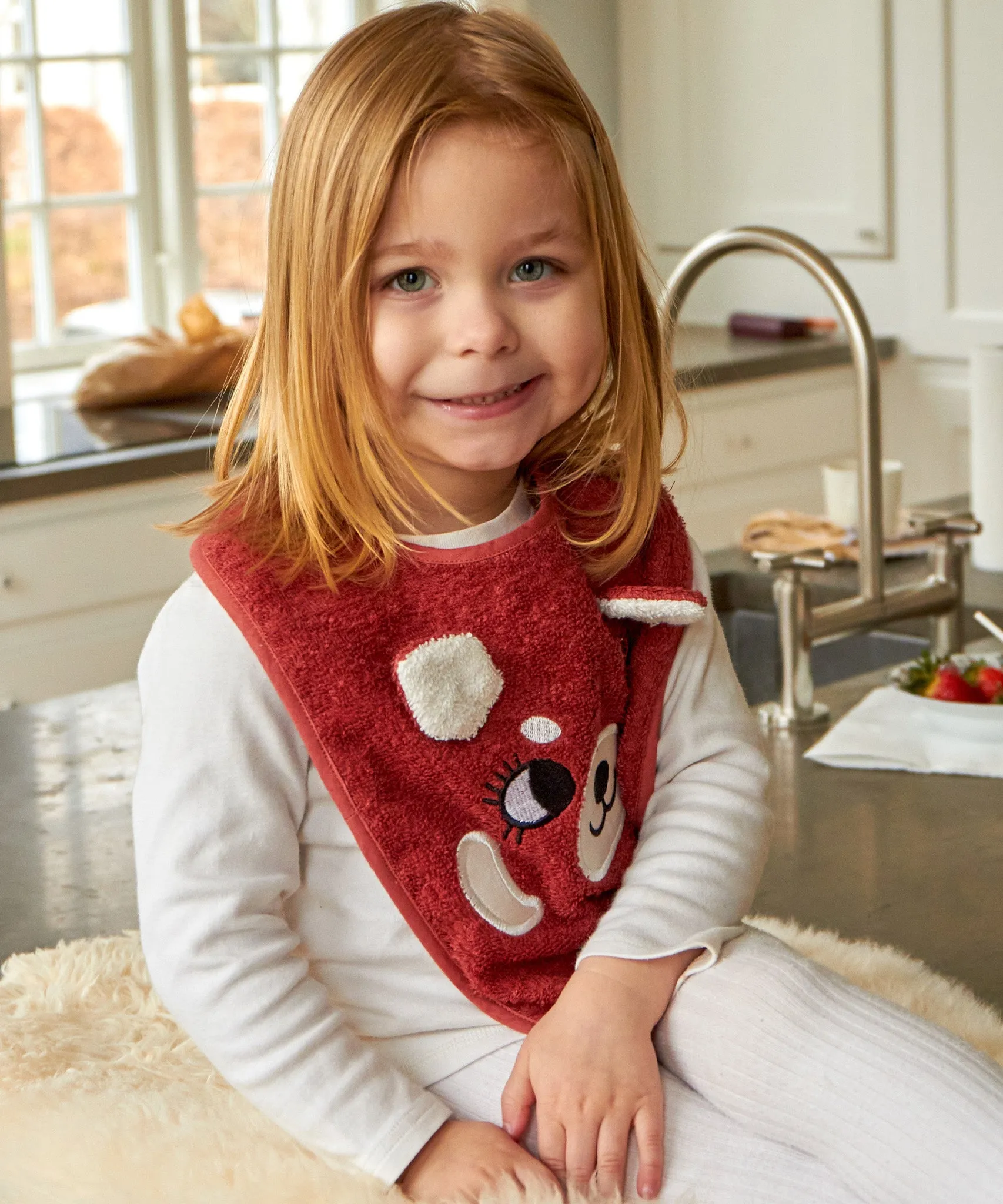 Roommate Organic Cotton Baby Bib - Red Panda