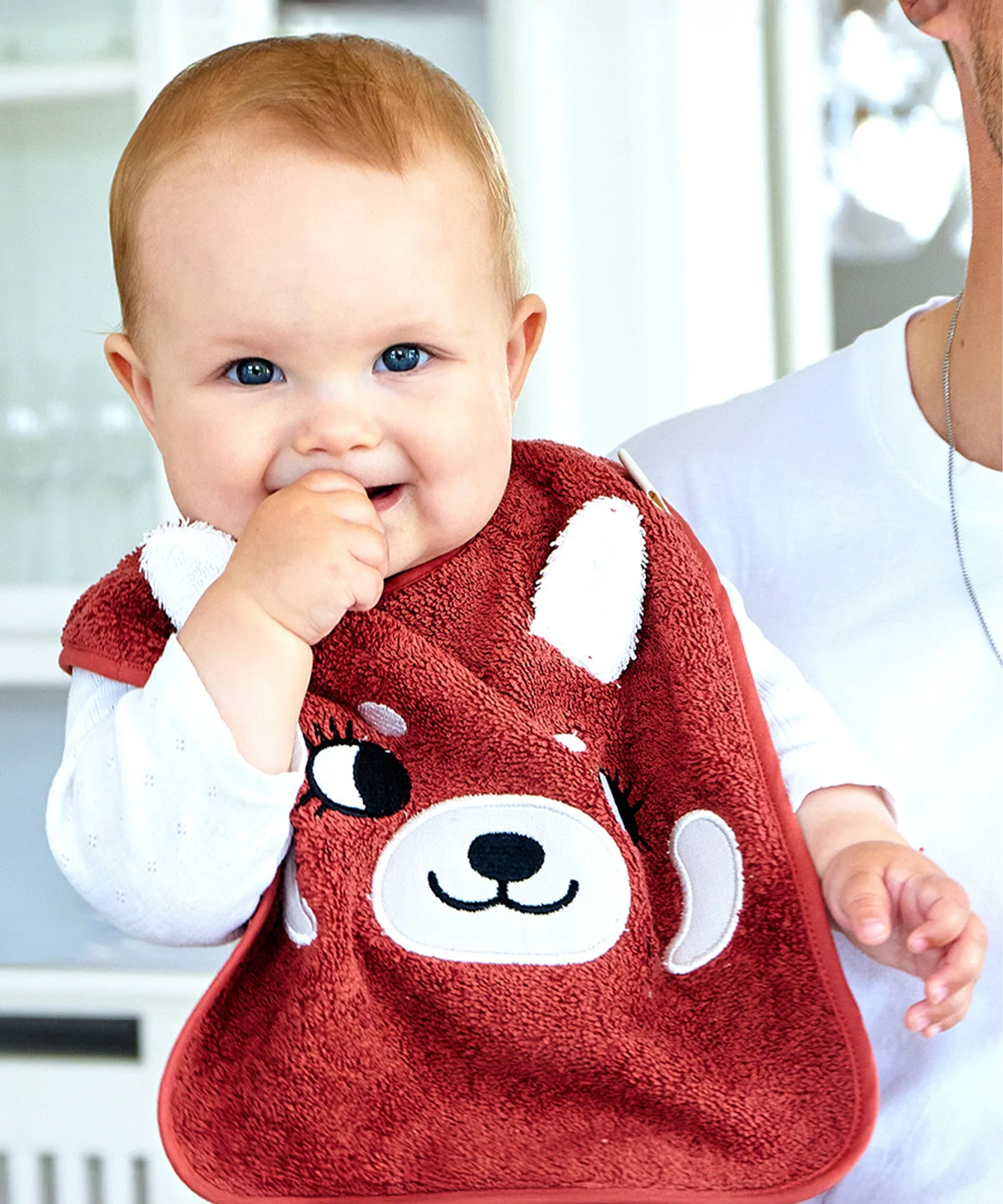 Roommate Organic Cotton Baby Bib - Red Panda