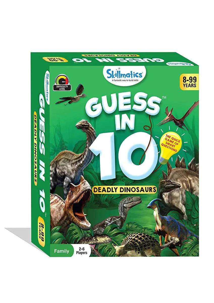 Skillmatics Deadly Dinosaurs - Guess In 10 (Ages 8-99) | Card Game of Smart Questions | General Knowledge for Families | Gifts for Girls and Boys