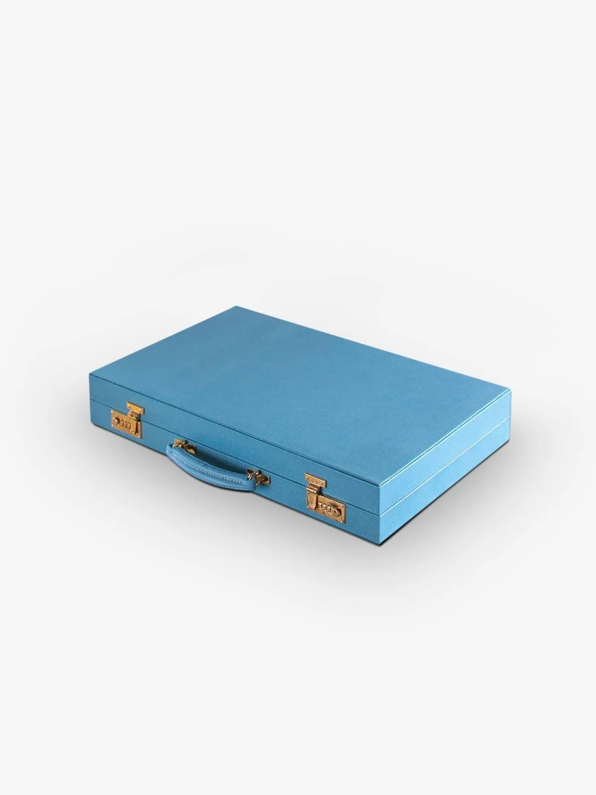 Sky Blue Leather Backgammon Board by Geoffrey Parker