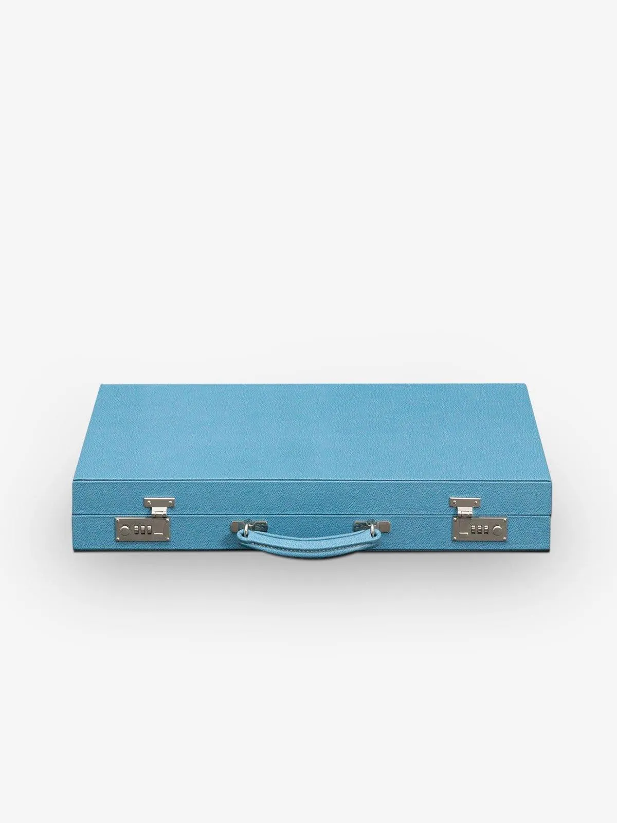 Sky Blue Leather Backgammon Board by Geoffrey Parker