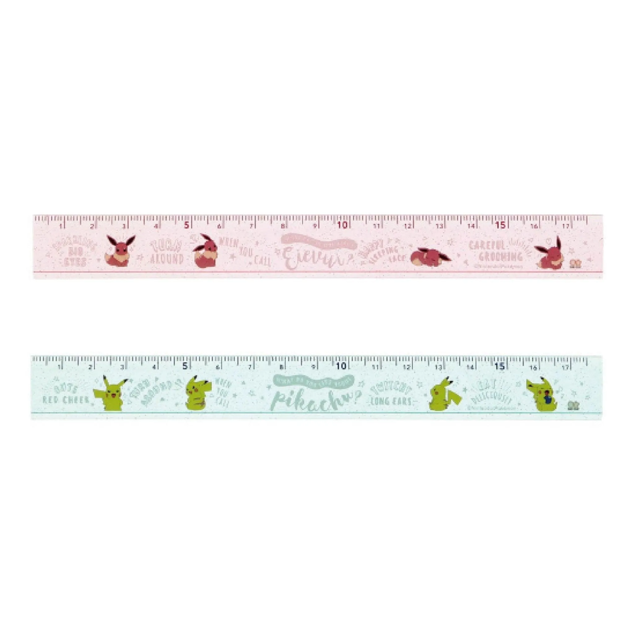 Sun-Star S40064 Pok?‡mon Pikachu Eevee Acrylic Pink Green 17cm Ruler