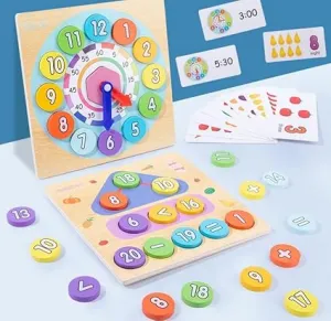 Two-In-One Wooden Digital Clock For Kids