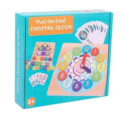Two-In-One Wooden Digital Clock For Kids